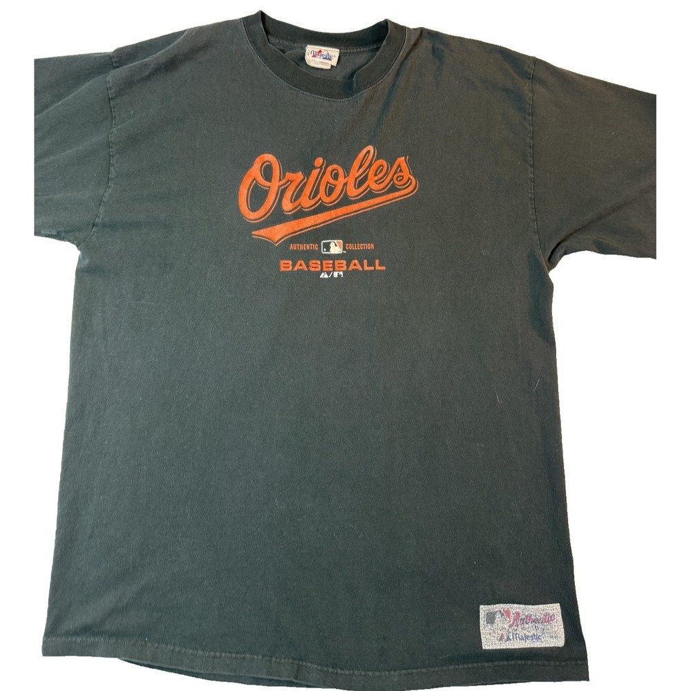 Vintage Y2K Baltimore Orioles T Shirt‎ Mens XL Black Majestic MLB